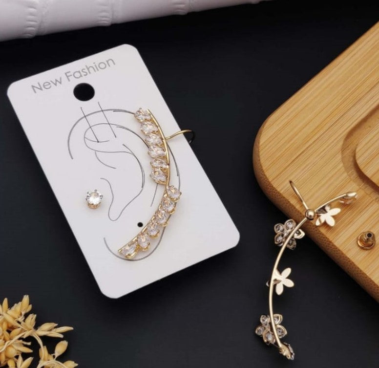 Crystal Curve Ear Cuff – Elegant Statement Jewelry
