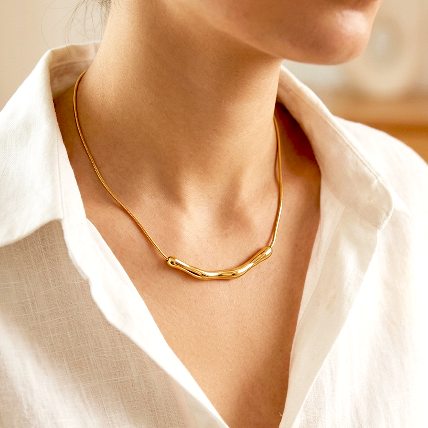 Organic Melt Minimalist Slider Necklace