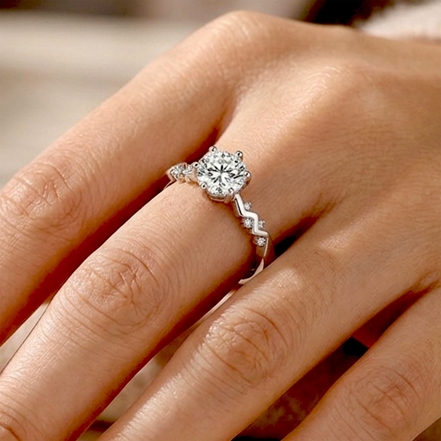 Electric Spark Round Cut Anti-Tarnish Ring