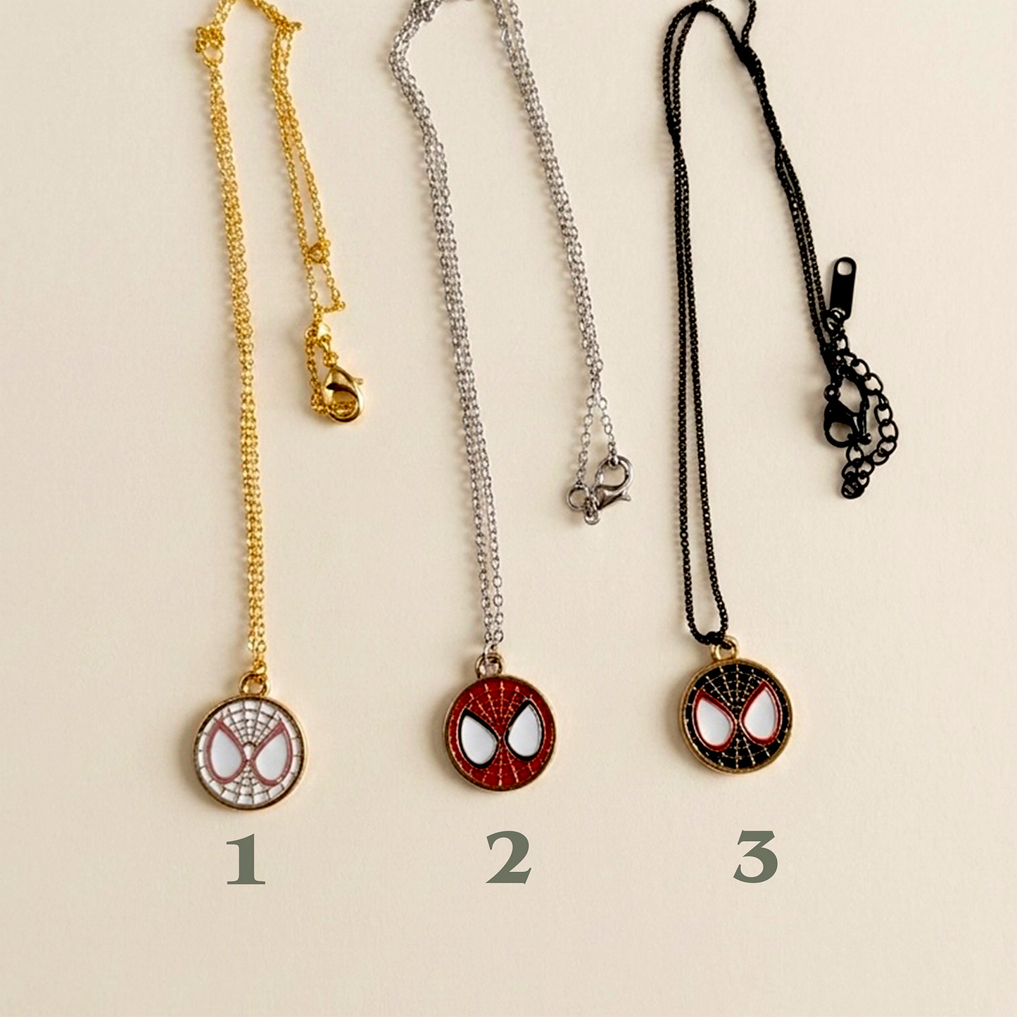 Spider-Man: Brand New Day Enamel Pendant Necklace | Minimalist Spidey Mask Neck Piece in Gold, Silver & Gunmetal Black