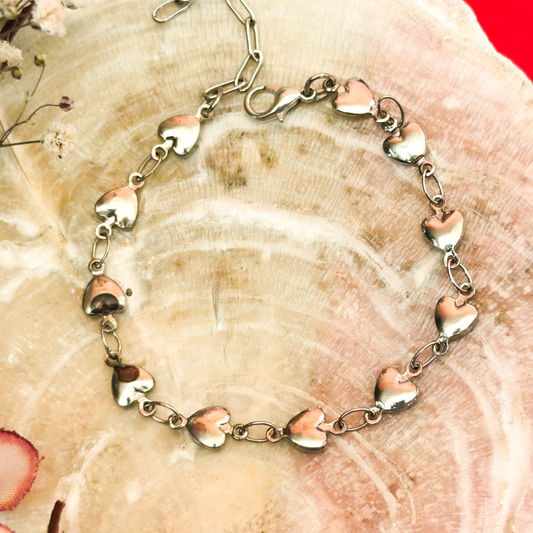 Anti Tarnish Silver heart Bracelet 5