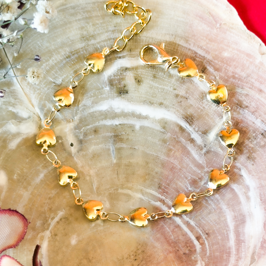 Anti Tarnish golden solid heart Bracelet 6