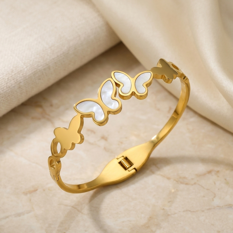 Luxury Golden Polish Anti-Tarnish Butterfly Bracelet | Minimalist Secure Clasp Everyday Wear Jewelry