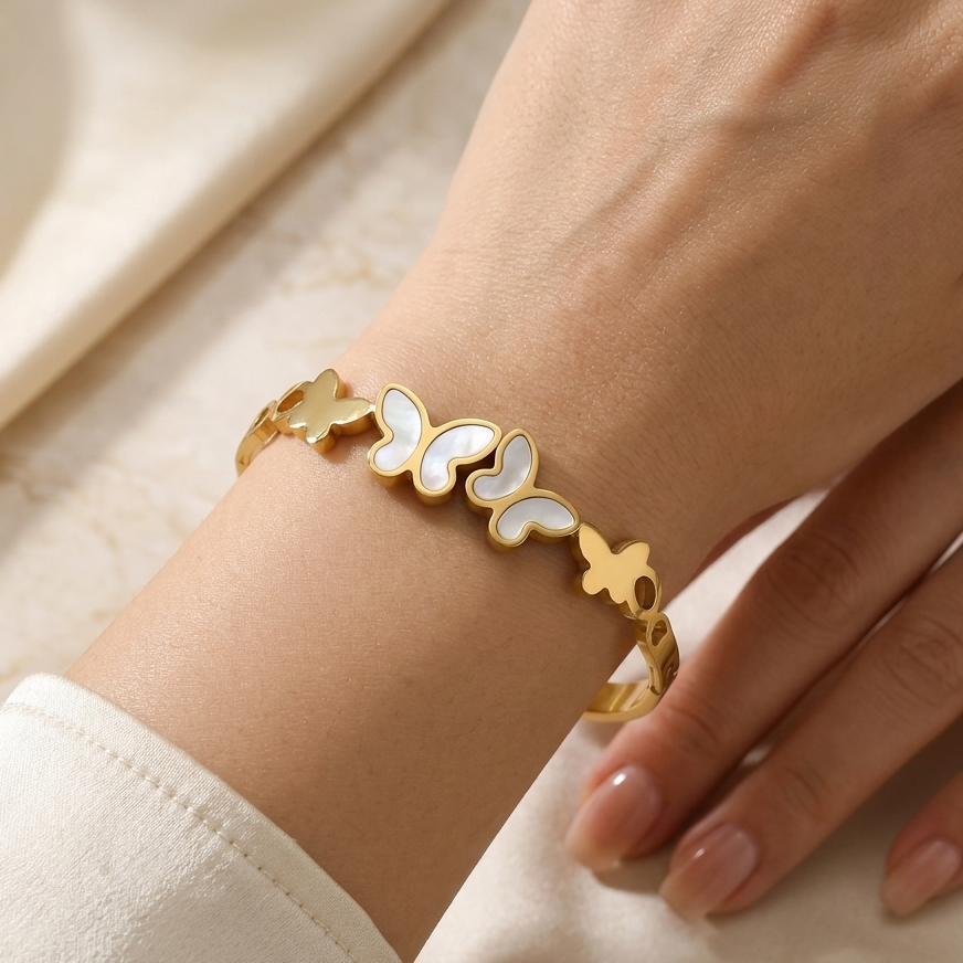Luxury Golden Polish Anti-Tarnish Butterfly Bracelet | Minimalist Secure Clasp Everyday Wear Jewelry