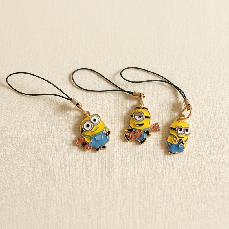 Cute Minions Enamel Phone Charm | Funny Cartoon Mobile Charm