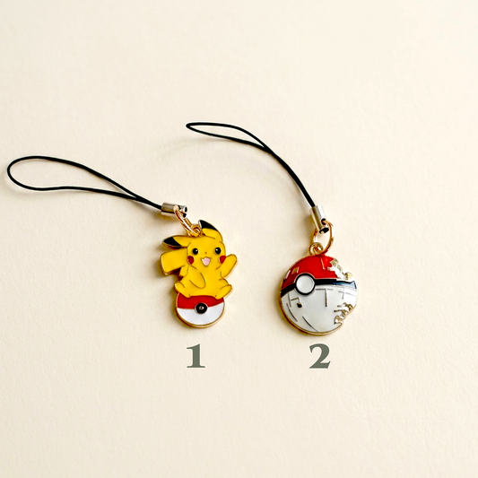 Pokémon Pikachu & Pokéball Enamel Phone Charm | Cute Anime Mobile Charm