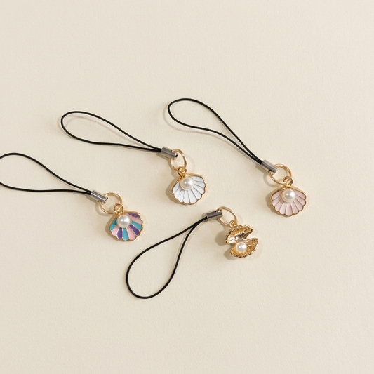 Pearl Seashell Enamel Phone Charm | Aesthetic Ocean Pearl Mobile Charm