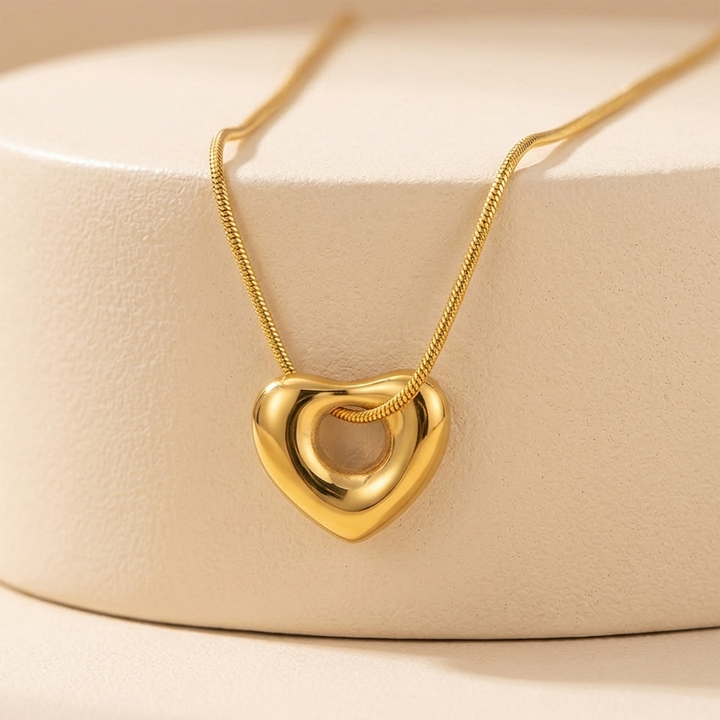 The Aurelia Heart - Anti-Tarnish Gold Sculptural Pendant Necklace