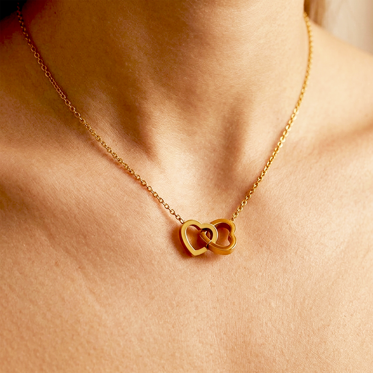 The Entwined Heart - Gold Anti-Tarnish Interlocking Necklace