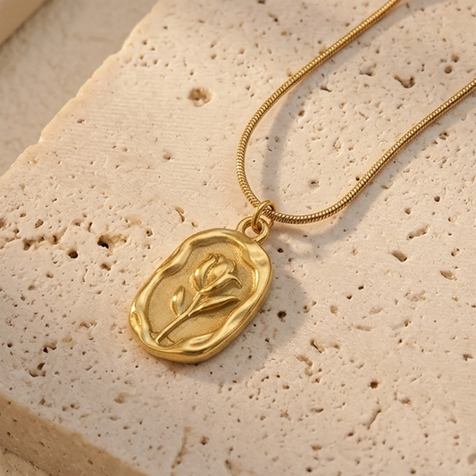 Gold Anti-Tarnish Floral Pendant Necklace | Stainless Steel based Anti-Tarnish Minimal Flower Charm Necklace for Women (Copy)