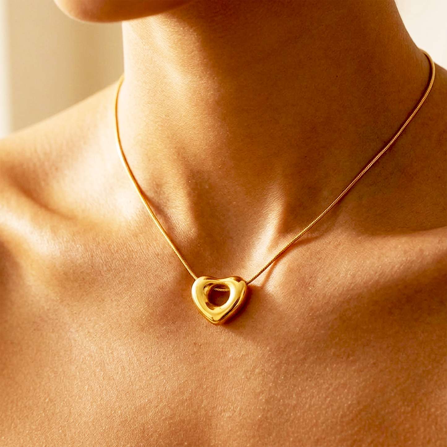 The Aurelia Heart - Anti-Tarnish Gold Sculptural Pendant Necklace