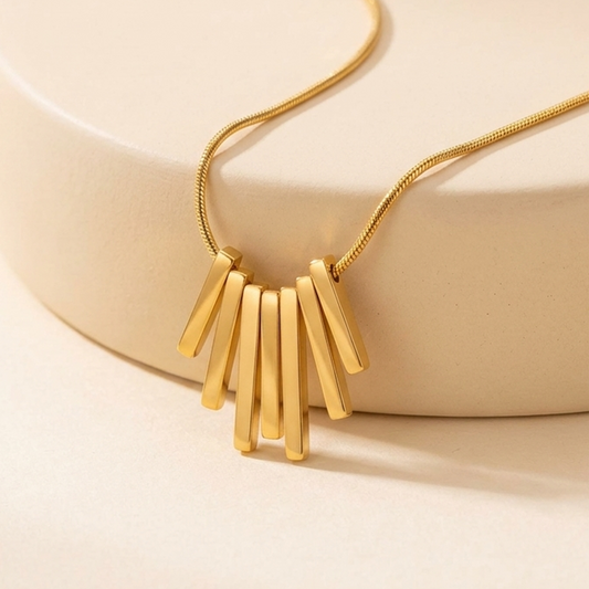 Gilded Sunburst Fringe Necklace