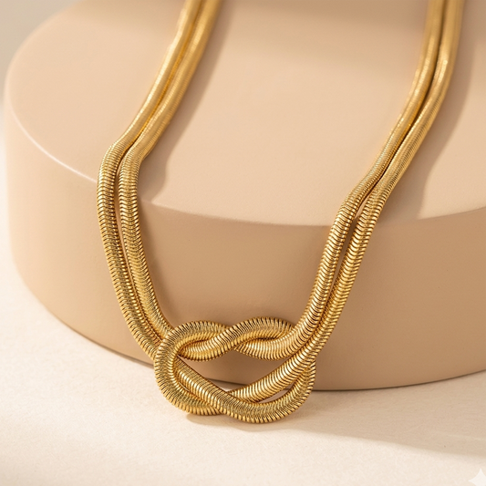 Eternal Knot Dual-Strand Snake Chain Necklace
