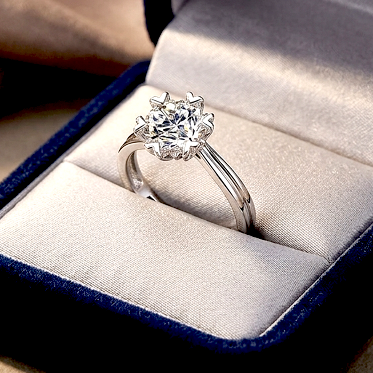 Enchanting Winter Bloom: Anti-Tarnish Snowflake Solitaire Ring