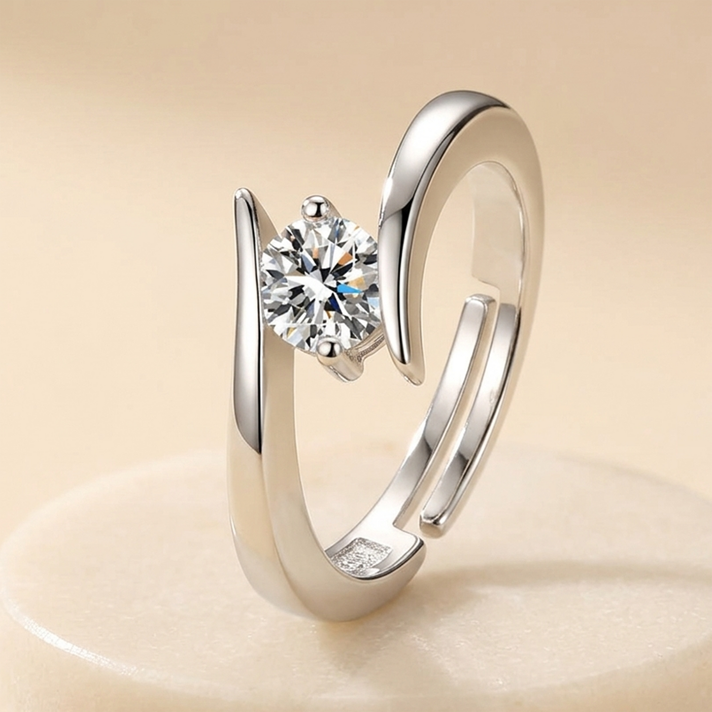 Eternal Embrace: Anti-Tarnish Bypass Solitaire Ring