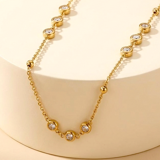Dainty Gold Station Necklace: Tarnish-Free Sparkle for Timeless Style