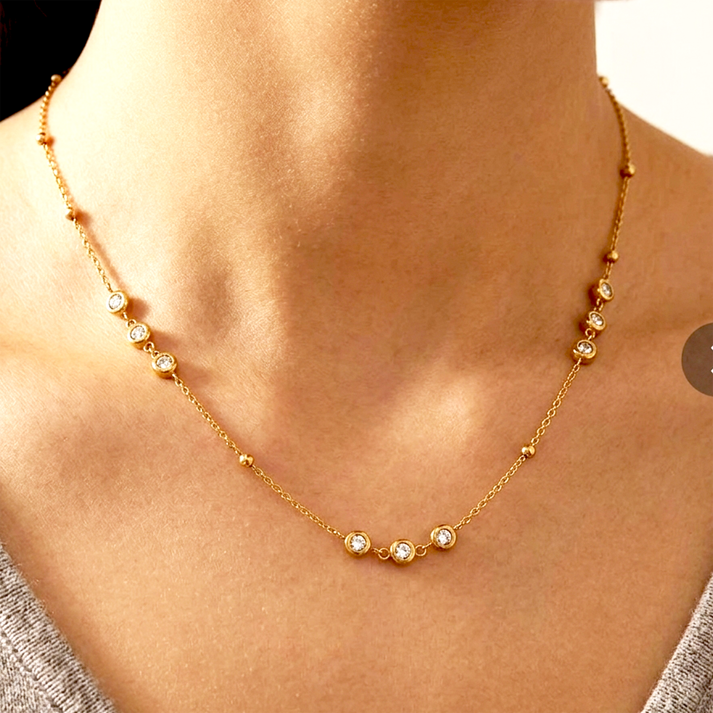 Dainty Gold Station Necklace: Tarnish-Free Sparkle for Timeless Style