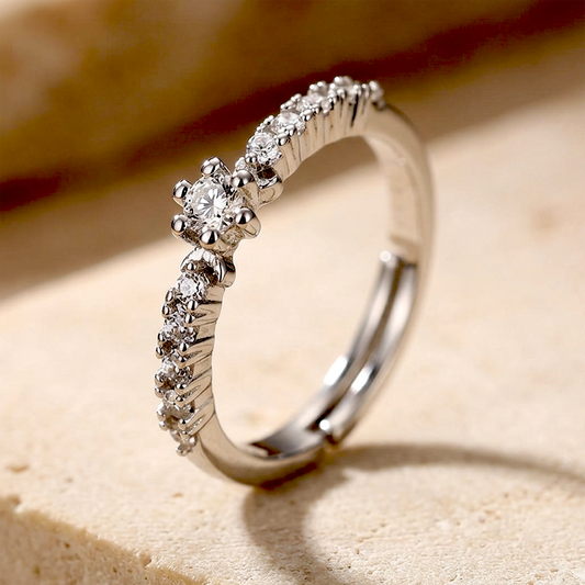 Celestial Sparkle Round Cut Anti-Tarnish Ring