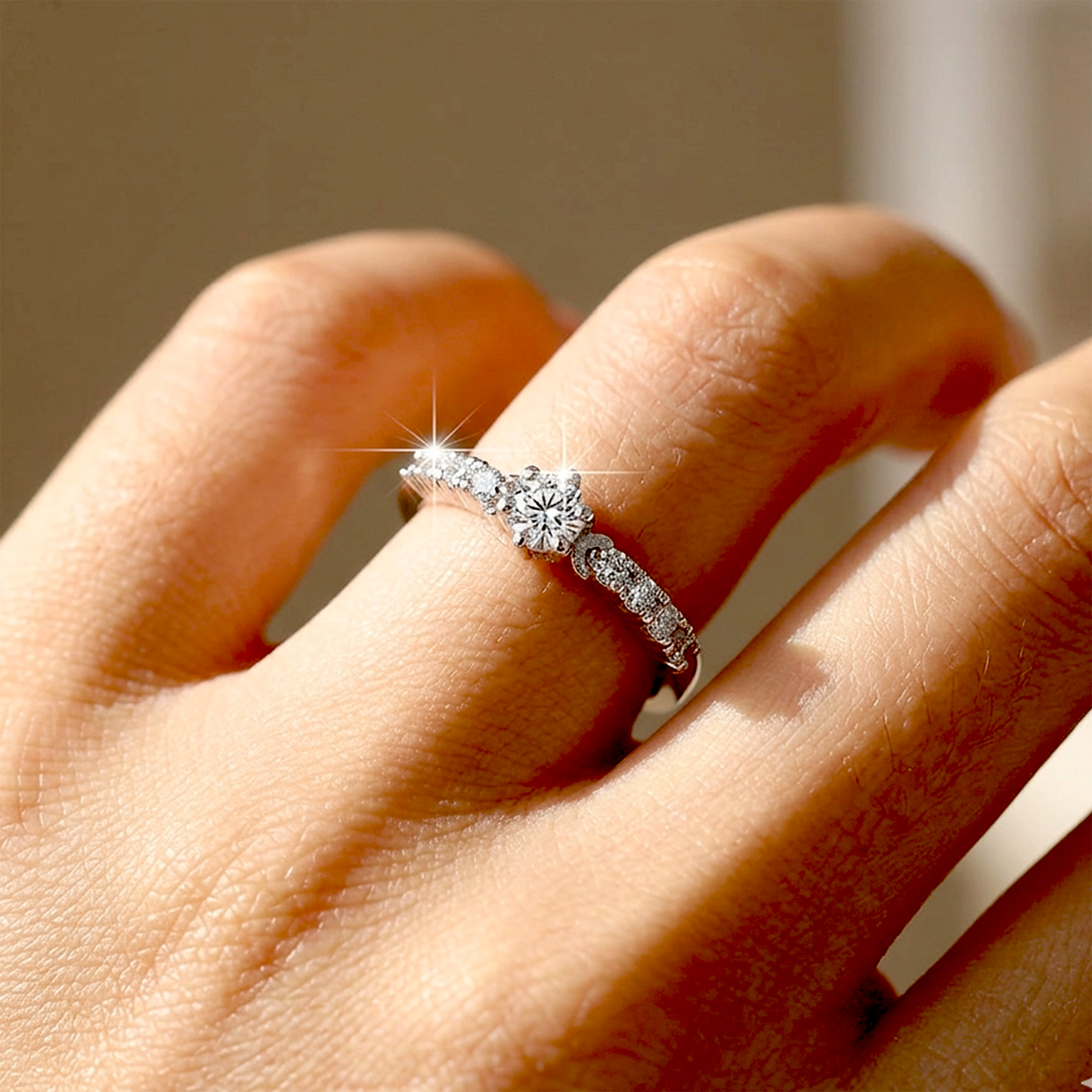 Celestial Sparkle Round Cut Anti-Tarnish Ring