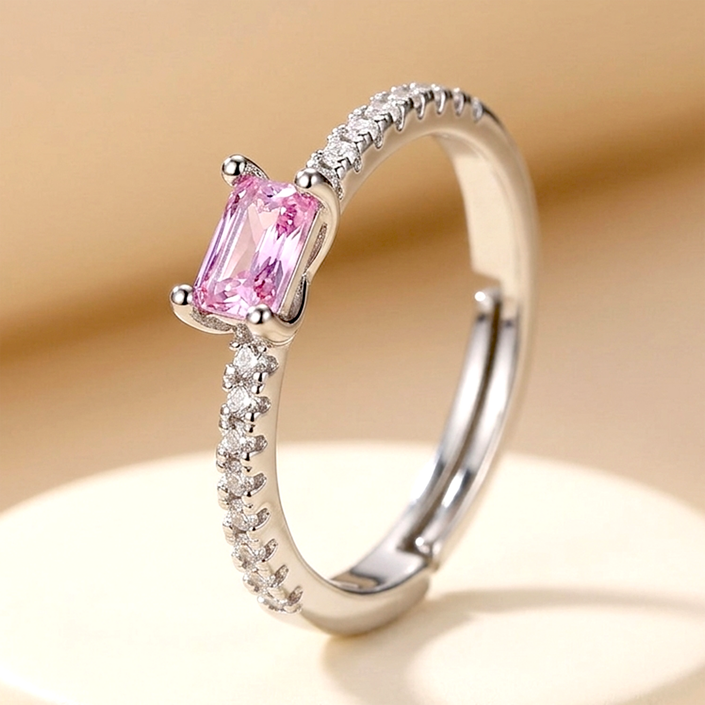 Pink Radiant Cut "Forever Glow" Anti-Tarnish Ring