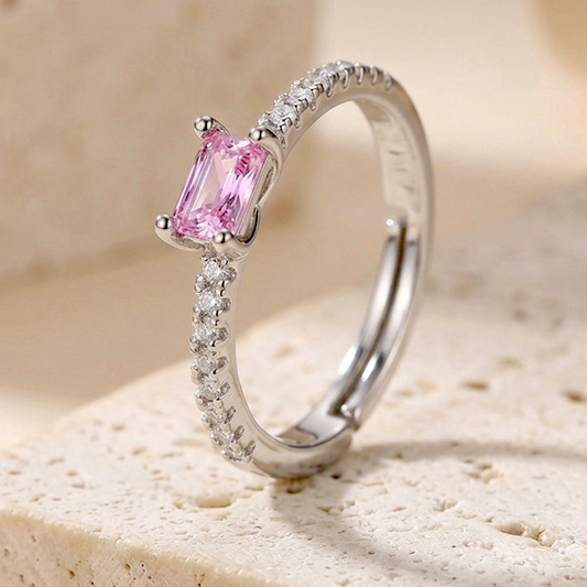 Blush Radiance Emerald-Cut Anti-Tarnish Ring