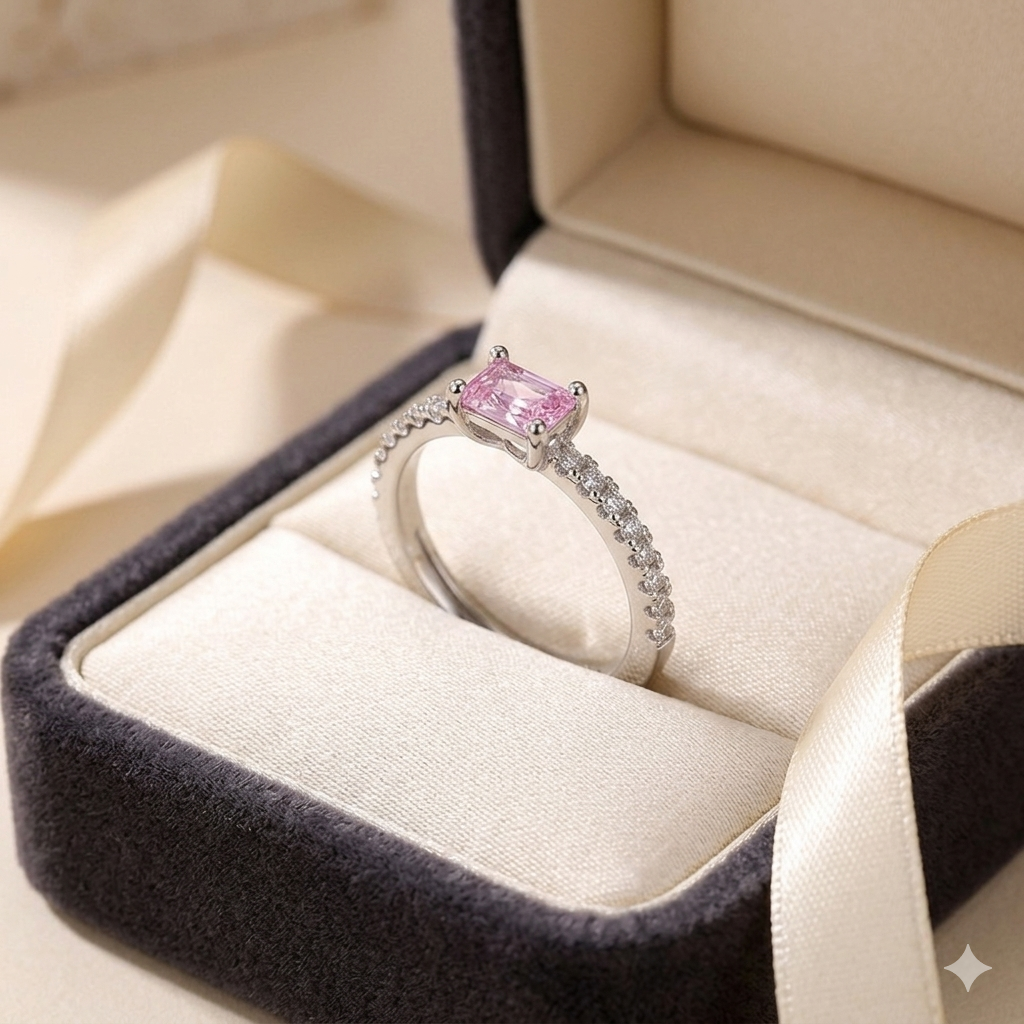 Pink Radiant Cut "Forever Glow" Anti-Tarnish Ring