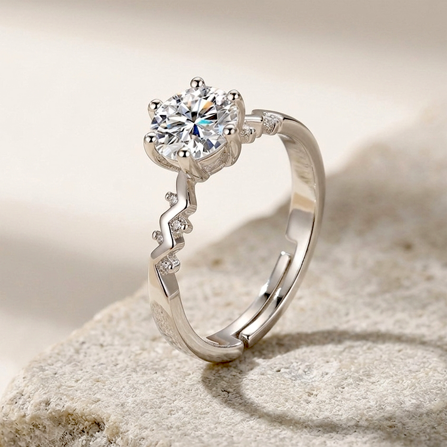 Electric Spark Round Cut Anti-Tarnish Ring