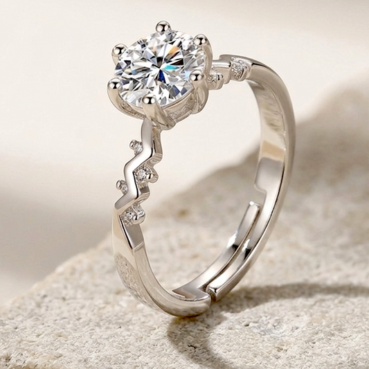 Electric Pulse Round-Cut Anti-Tarnish Ring