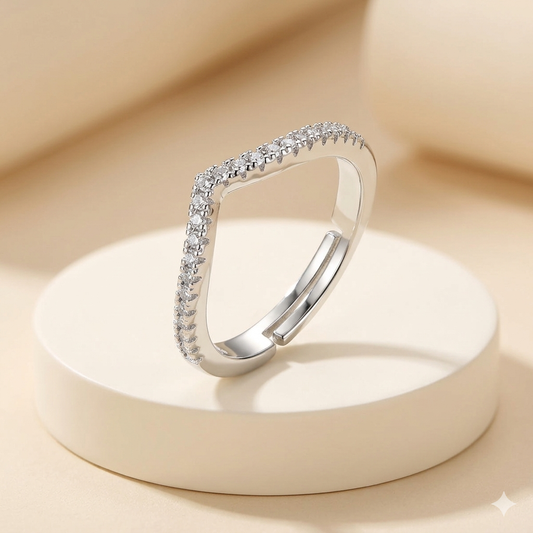 Ascent Chevron Pavé Anti-Tarnish Ring