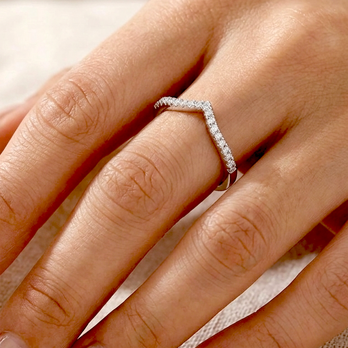 Ascent Chevron Pavé Anti-Tarnish Ring