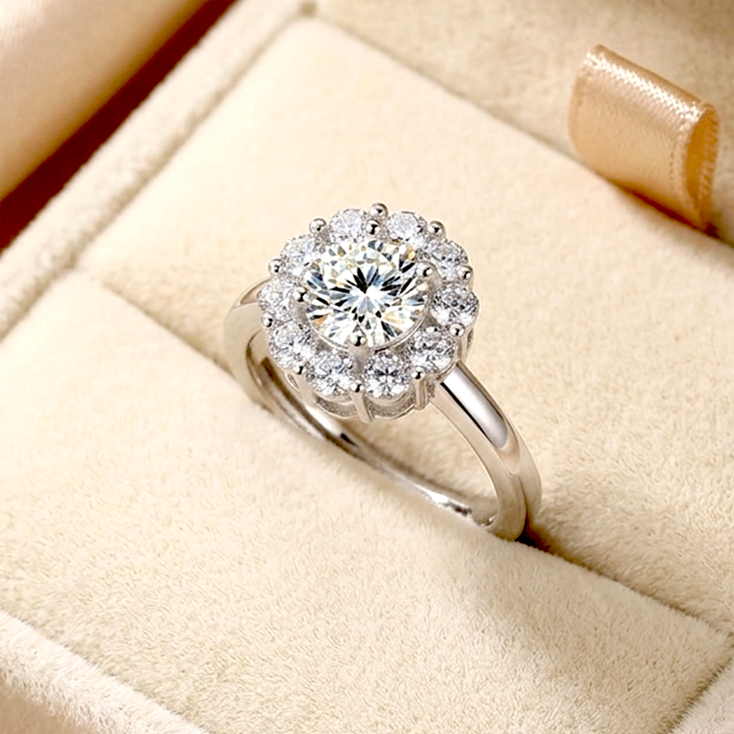 Floral Halo Brilliant-Cut Anti-Tarnish Ring