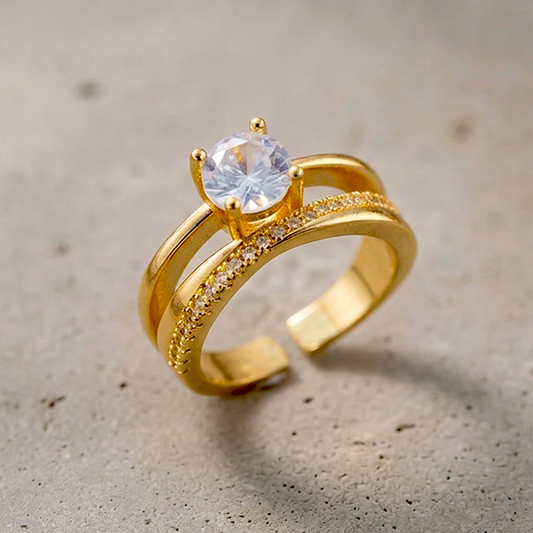 Golden Aura Split-Shank Adjustable Anti-Tarnish Ring