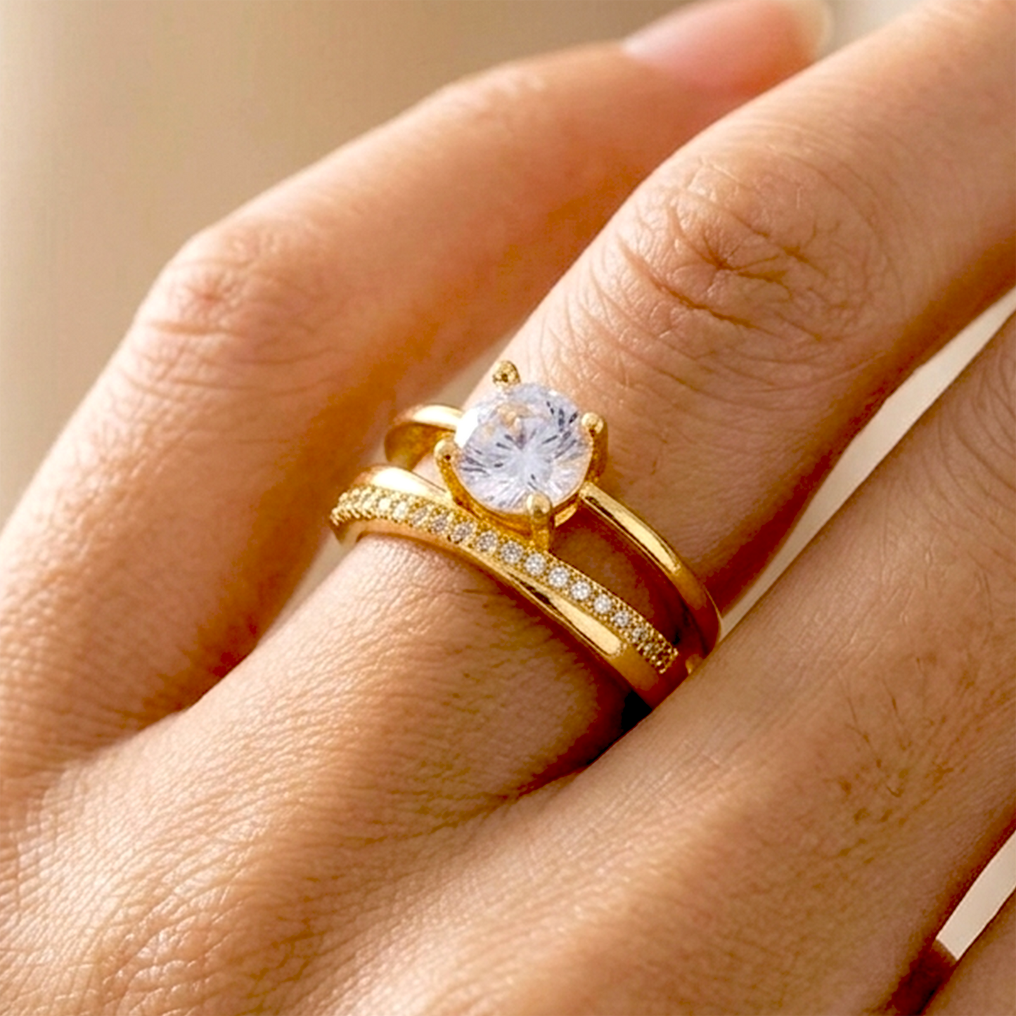 Golden Aura Split-Shank Adjustable Anti-Tarnish Ring