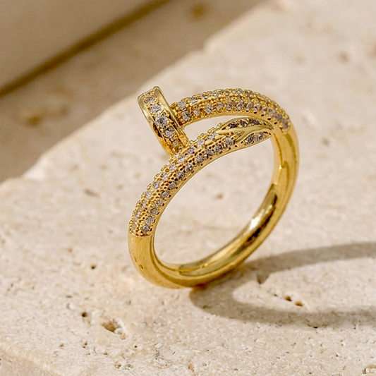 Luxe Pavé Nail "Unstoppable" Anti-Tarnish Ring