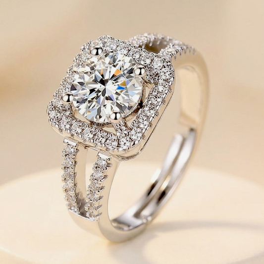 Radiant Cushion-Cut Adjustable Anti-Tarnish Ring