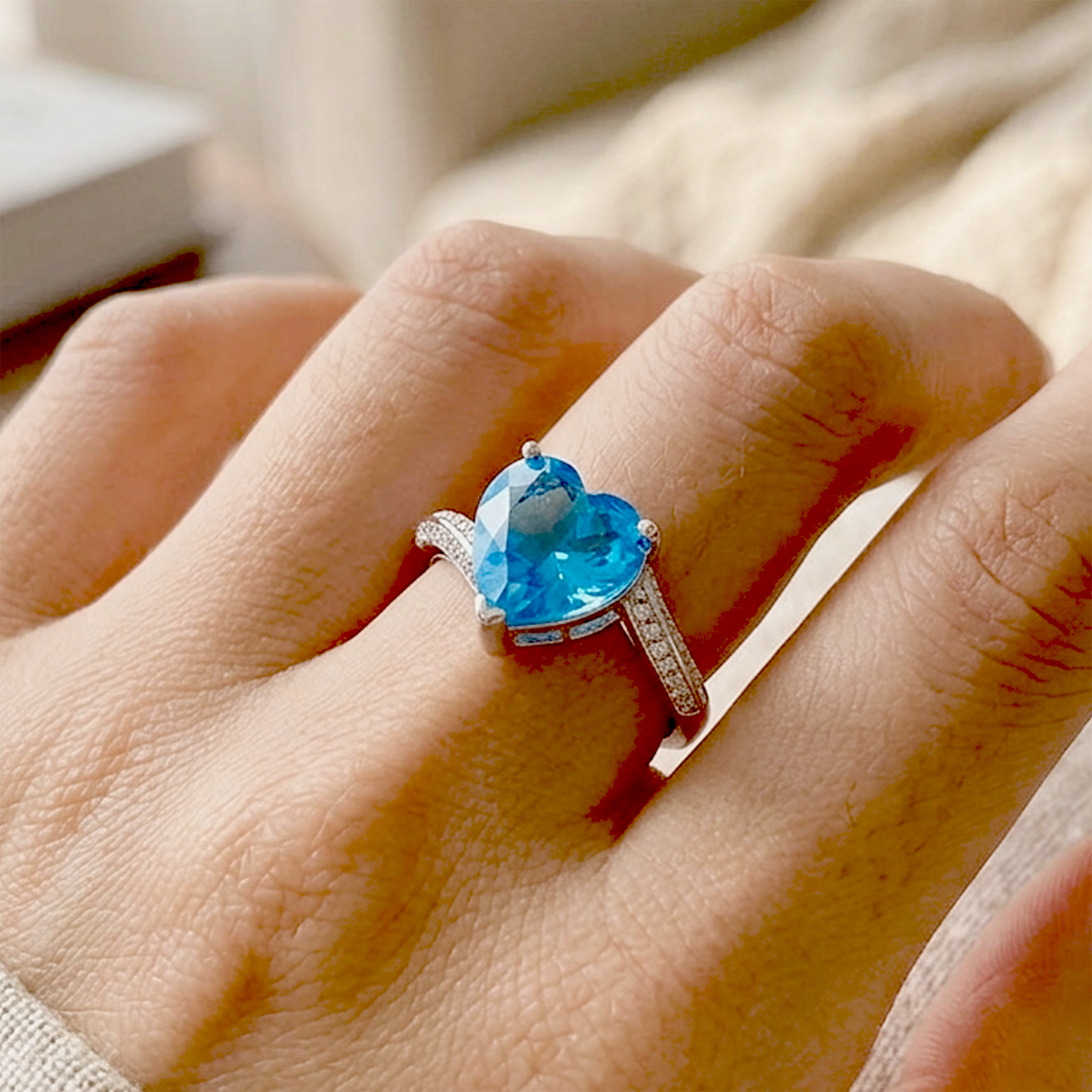 The Cerulean Heart | Adjustable & Anti-Tarnish Ring