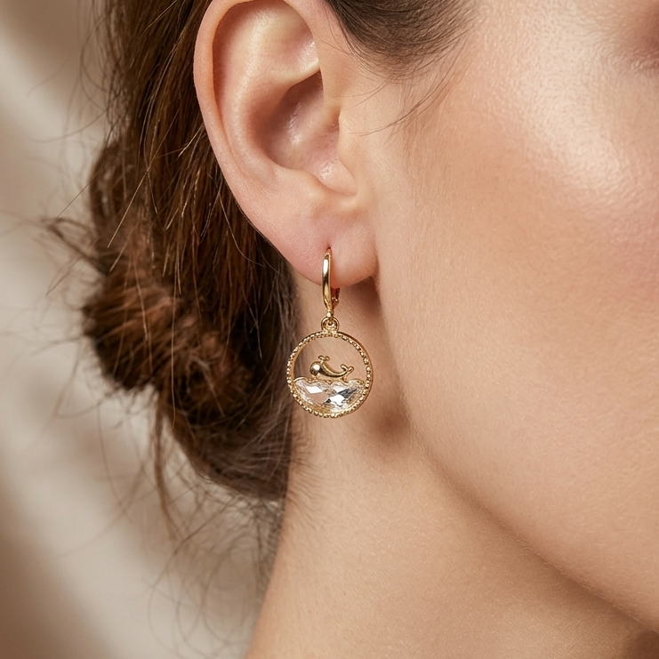 Coastal Whale Ocean Drop Earrings | Minimalist Lightweight Clear Quartz Style Jewelry