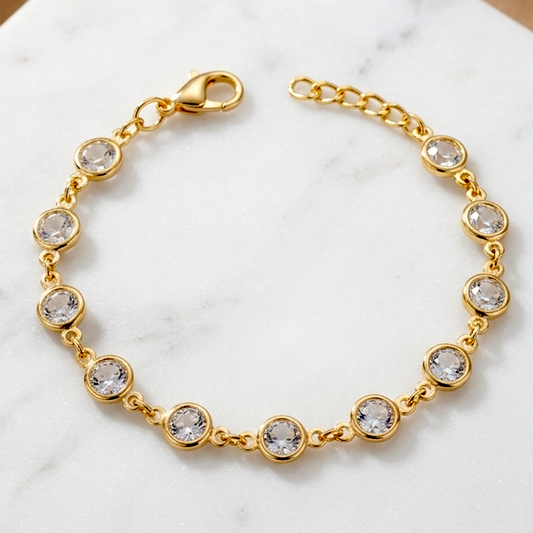 Elegant Anti-Tarnish Bezel Crystal Bracelet