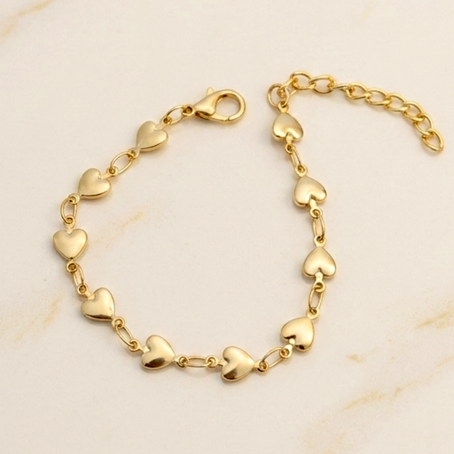 Dainty Gold Heart Chain Bracelet – Adjustable Love Charm Bracelet