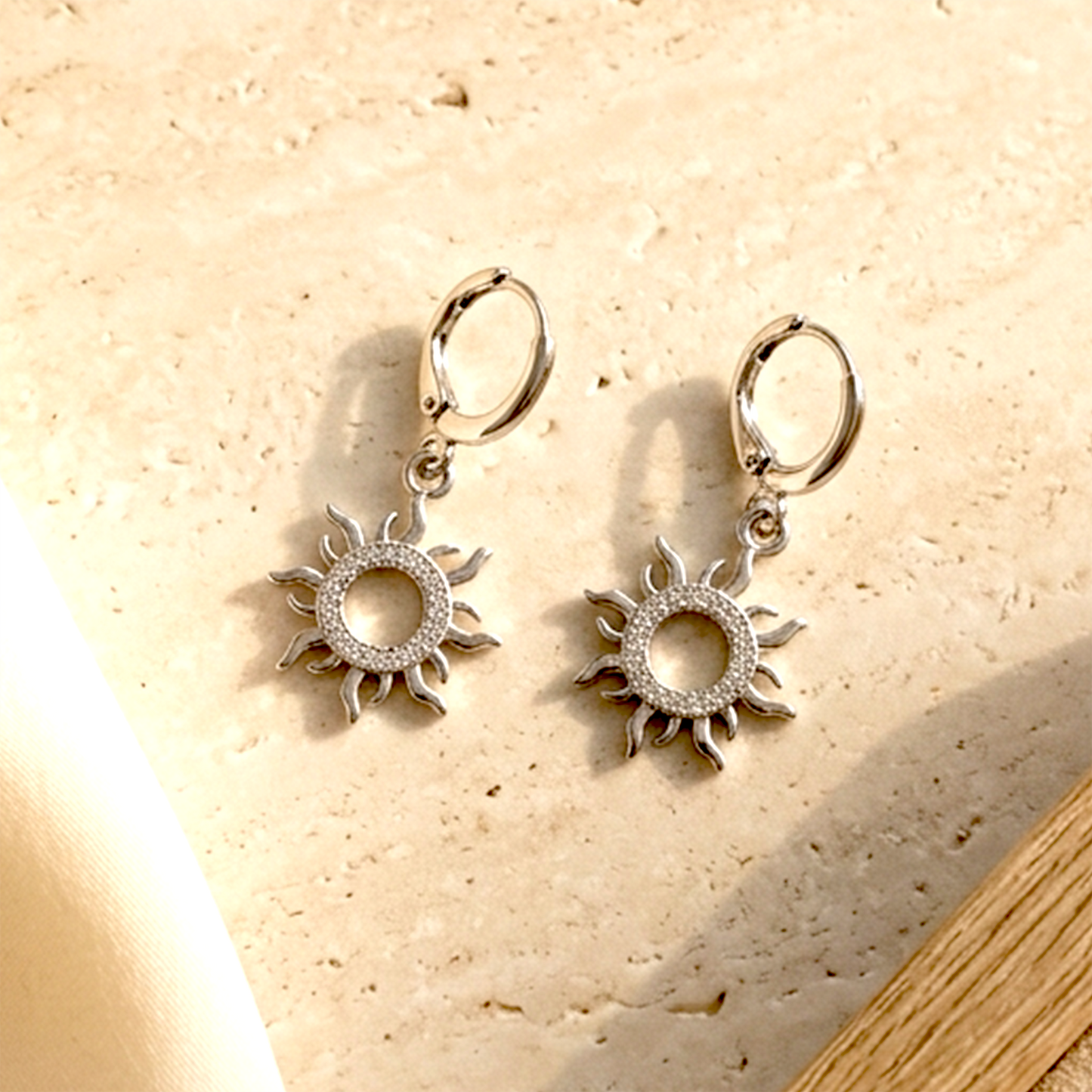 Celestial Sun &amp; Ocean Dolphin Huggie Earrings – Golden &amp; Silver Anti-Tarnish Waterproof Jewelry