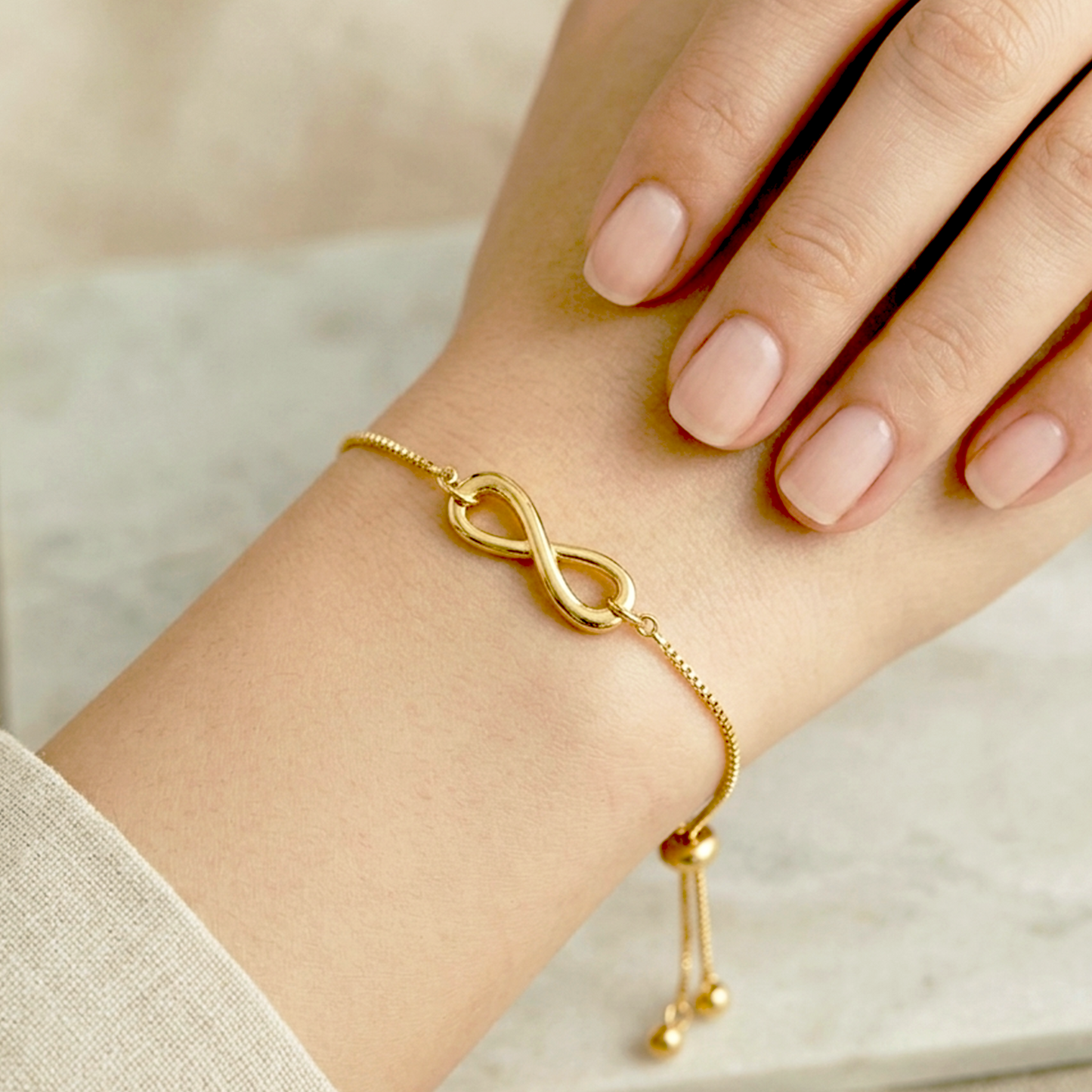 Golden Anti-Tarnish Stainless Steel Based Infinity Bracelet 19