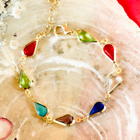 Multi-Coloured Stone Studded Anti-Tarnish Stainless Steel Bracelet 9
