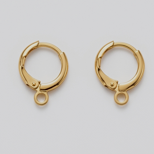 Anti-Tarnish Gold Huggie Hoops for Charm Making | Hypoallergenic Lever Back Earring Bases
